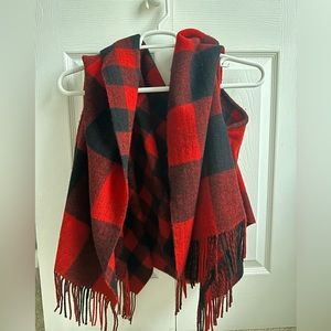 Madewell Red Plaid Cape Wrap Scarf